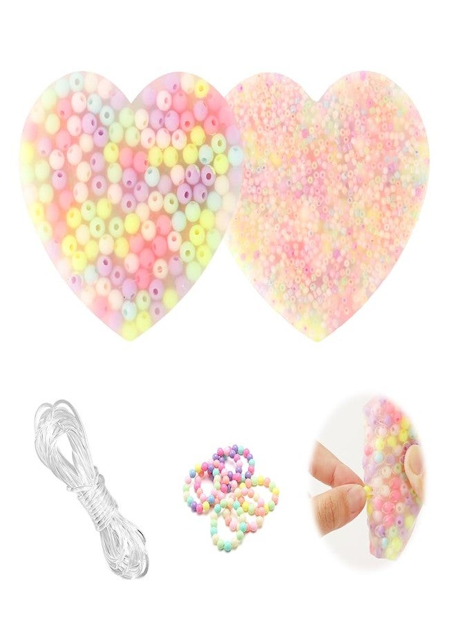 PATPAT® DIY Colorful Beads Seed Beads Kit DIY Beads for Bracelet Making, Double-Sided Soft Silicone Heart-Shaped Storage Box with Crystal Line, Ideal for Jewelry Making, Stress Relief Toys Adults - Image 1